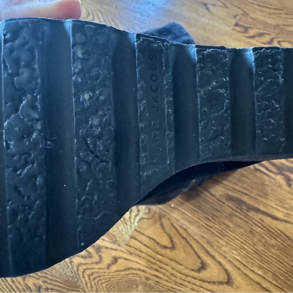 MARC JACOBS Black Quilted Suede Faux Fur Platform Wedge Tall Boots | Size 37 - Picture 5 of 8